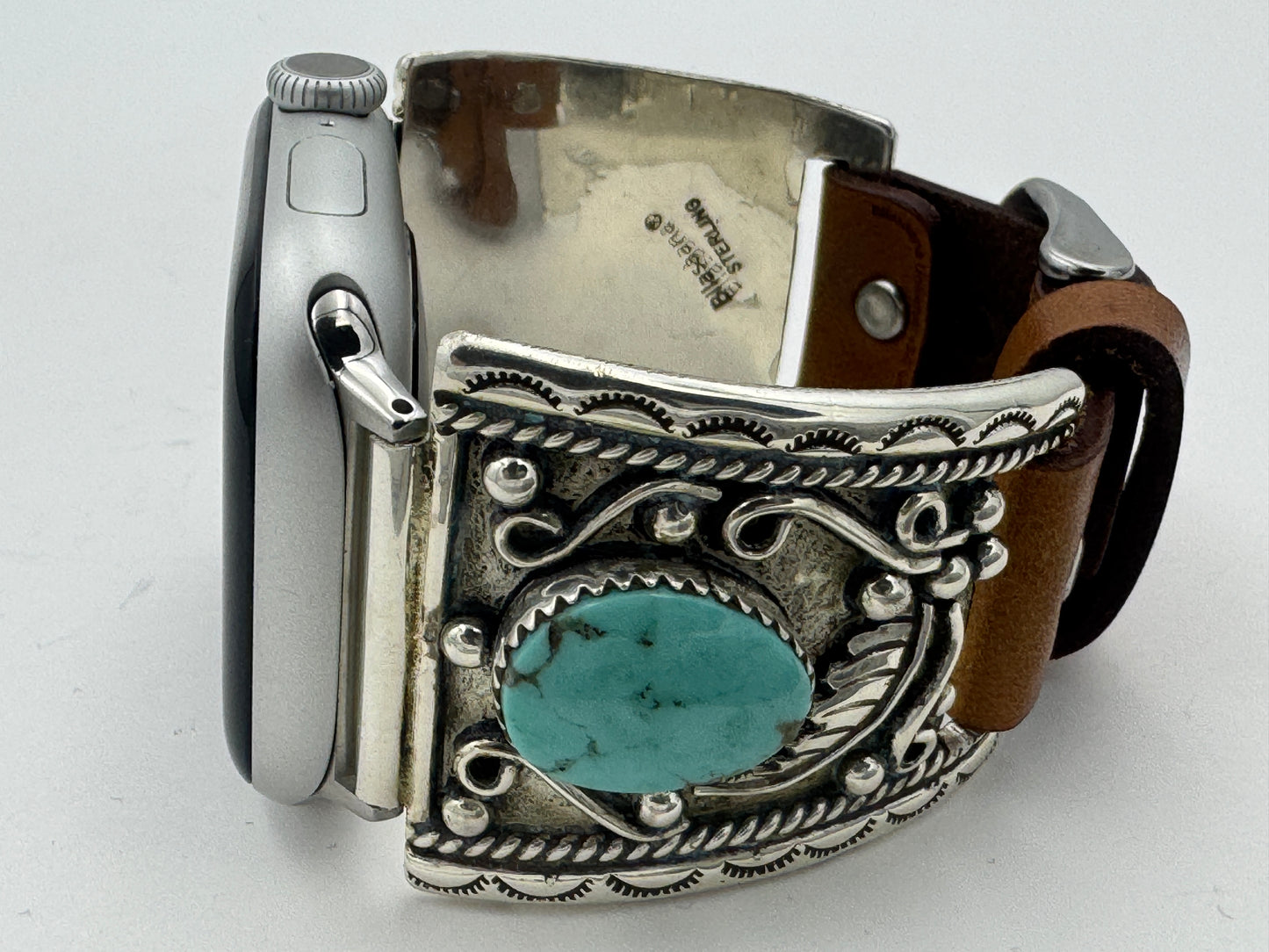 Nelson Morgan 38/40/41mm Ultra Sterling Silver and Campitos Turquoise #66