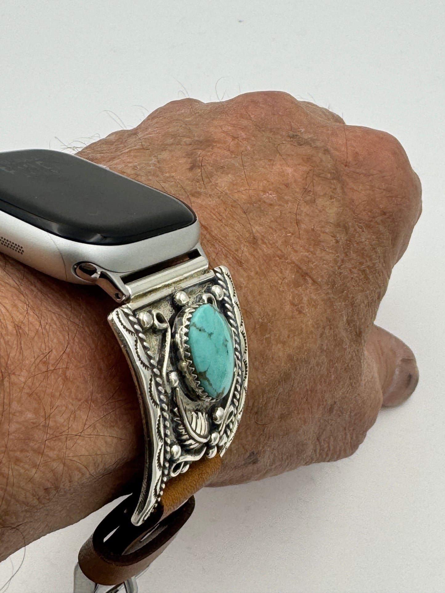 Nelson Morgan 38/40/41mm Ultra Sterling Silver and Campitos Turquoise #66