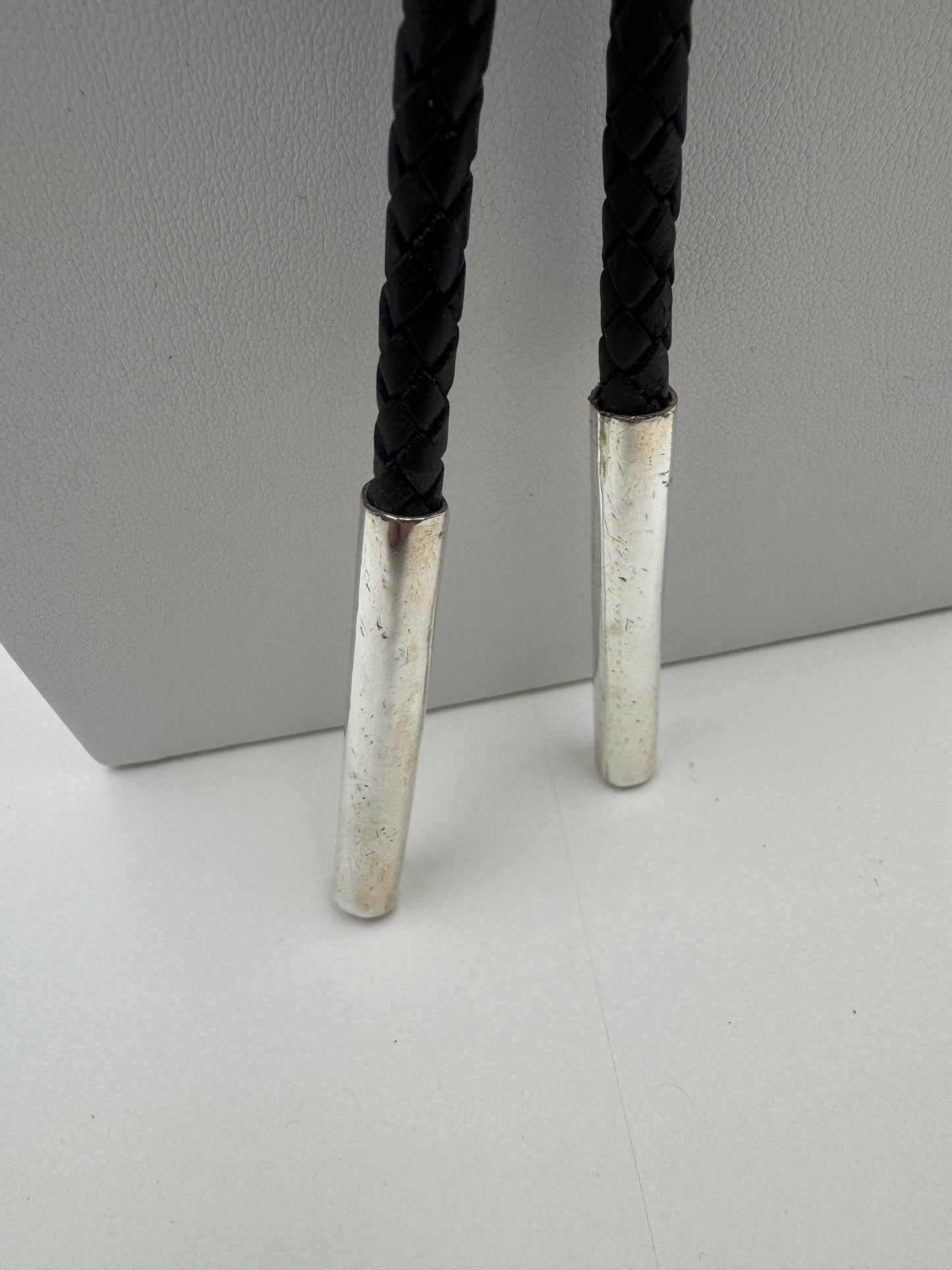 Nelson Morgan #8 Turquoise Sterling Silver and leather Bolo Tie #0001