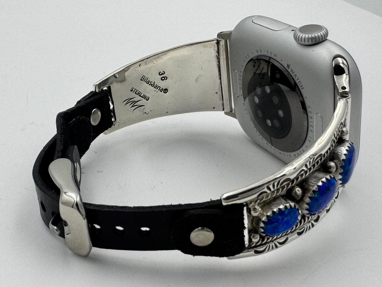 Nelson Morgan 38/40/41mm Ladies Sterling Silver Royal Blue Faux Opal #36