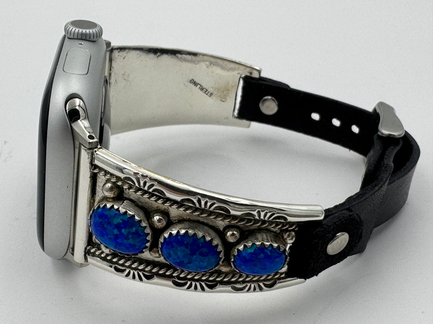 Nelson Morgan 38/40/41mm Ladies Sterling Silver Royal Blue Faux Opal #36