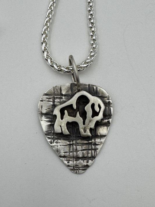 Tony Chino Guitar Pick Pendant Necklace Buffalo #0001