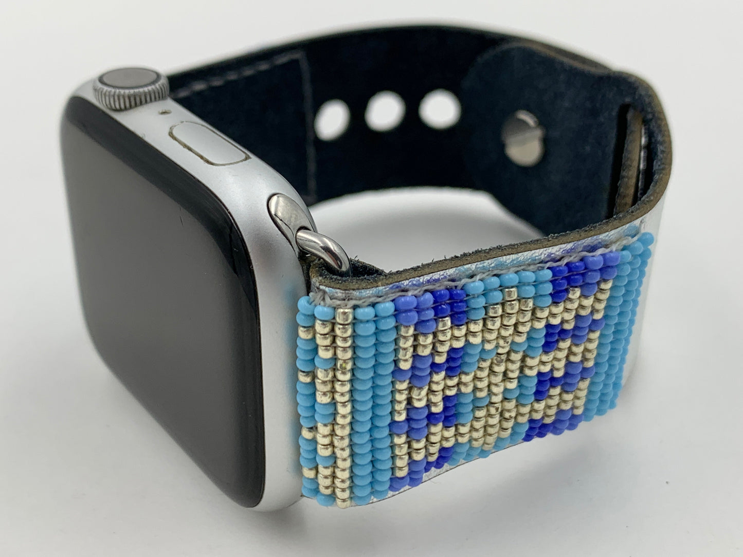 Ronnie Werito 42/44/45mm S/M Beaded Laser cut Leather Apple Watch Band #4
