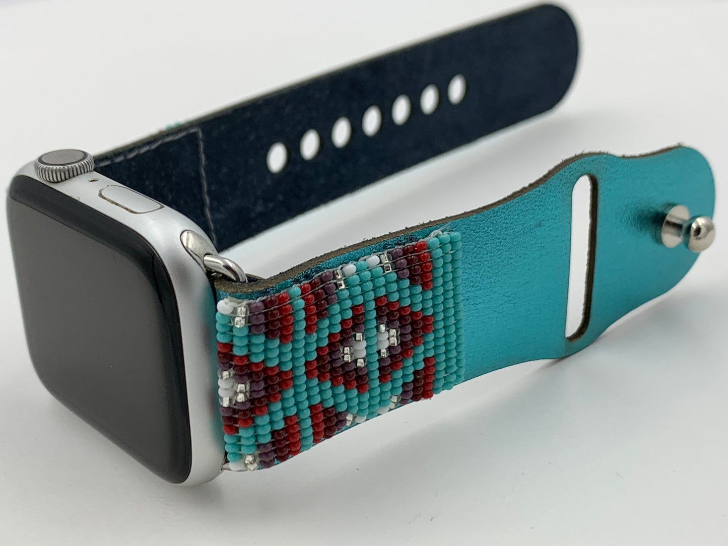Ronnie Werito 42/44/45mm M/L Beaded Laser cut Leather Apple Watch Band #2