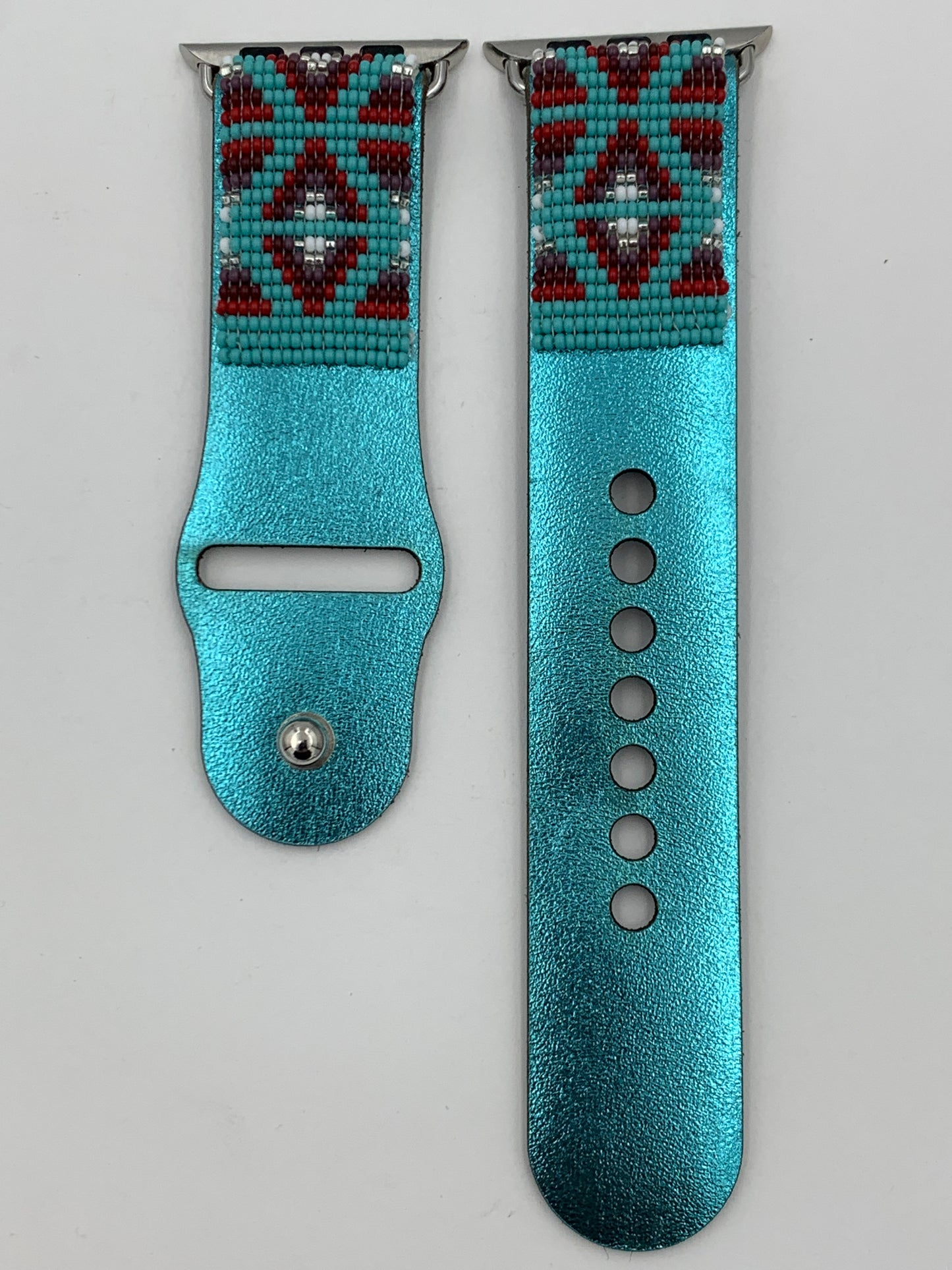 Ronnie Werito 42/44/45mm M/L Beaded Laser cut Leather Apple Watch Band #2
