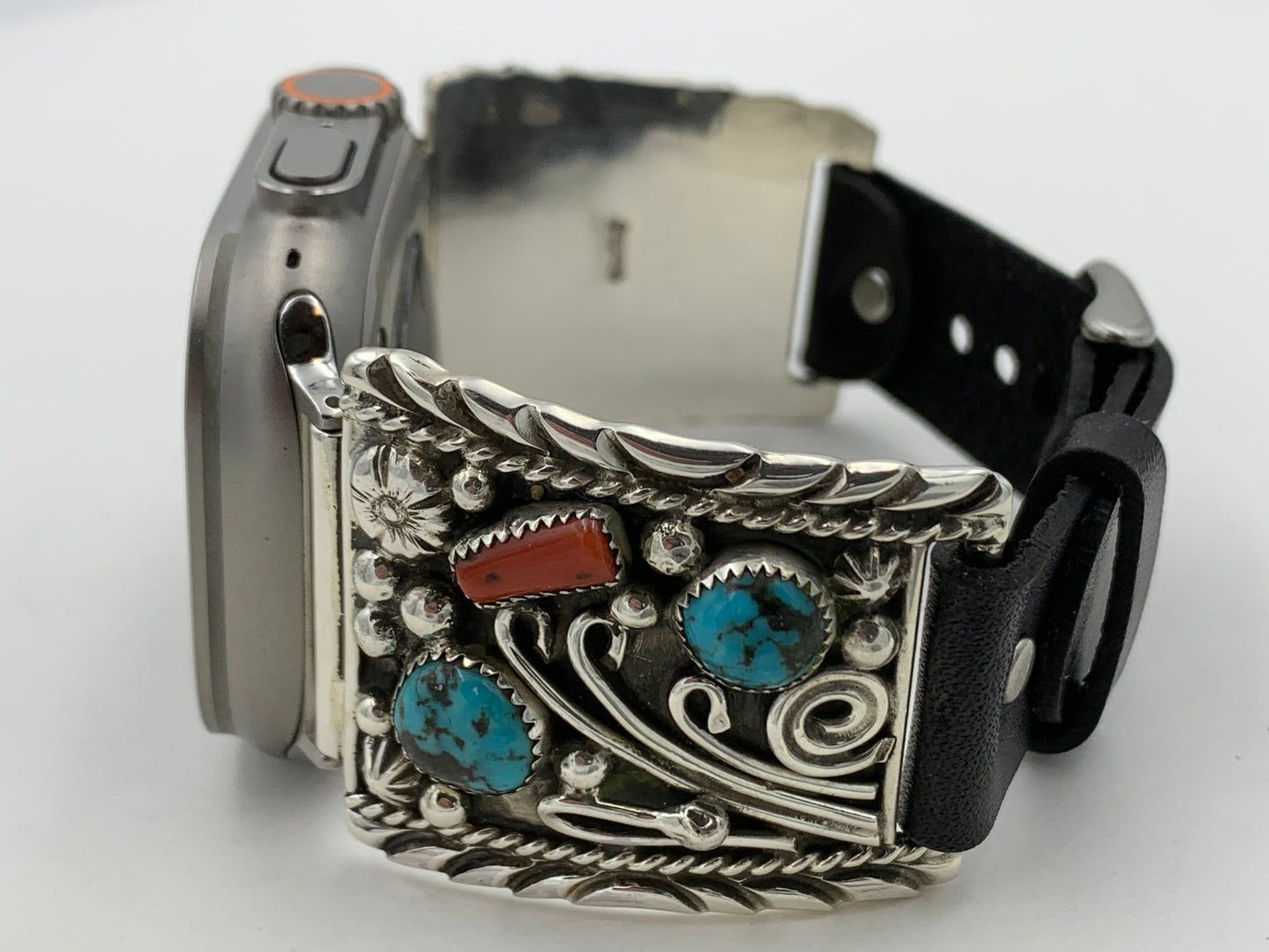 Ronnie Spencer 42/44/45mm Turquoise Coral and Sterling Silver Ultra #123