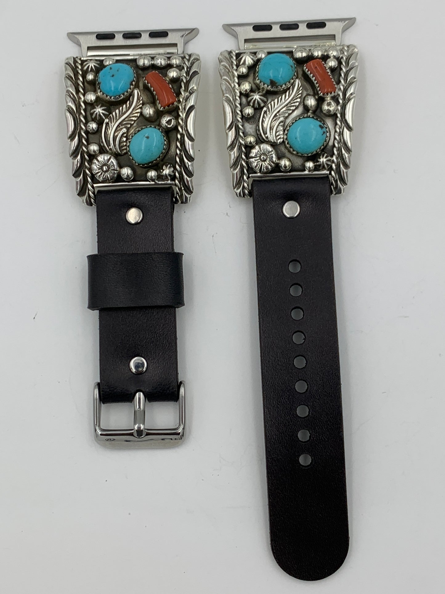 Ronnie Spencer 42/44/45mm Turquoise Coral and Sterling Silver Ultra #124