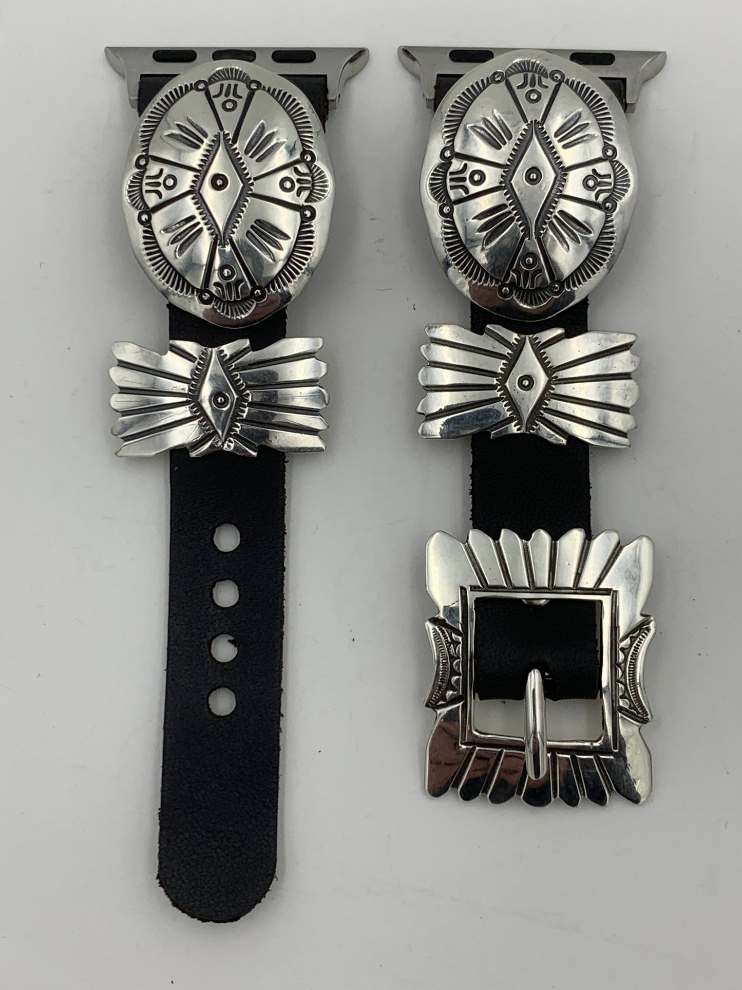 Jeanette Dale 38/40/41mm Sterling Silver Concho Apple Watch Band #37