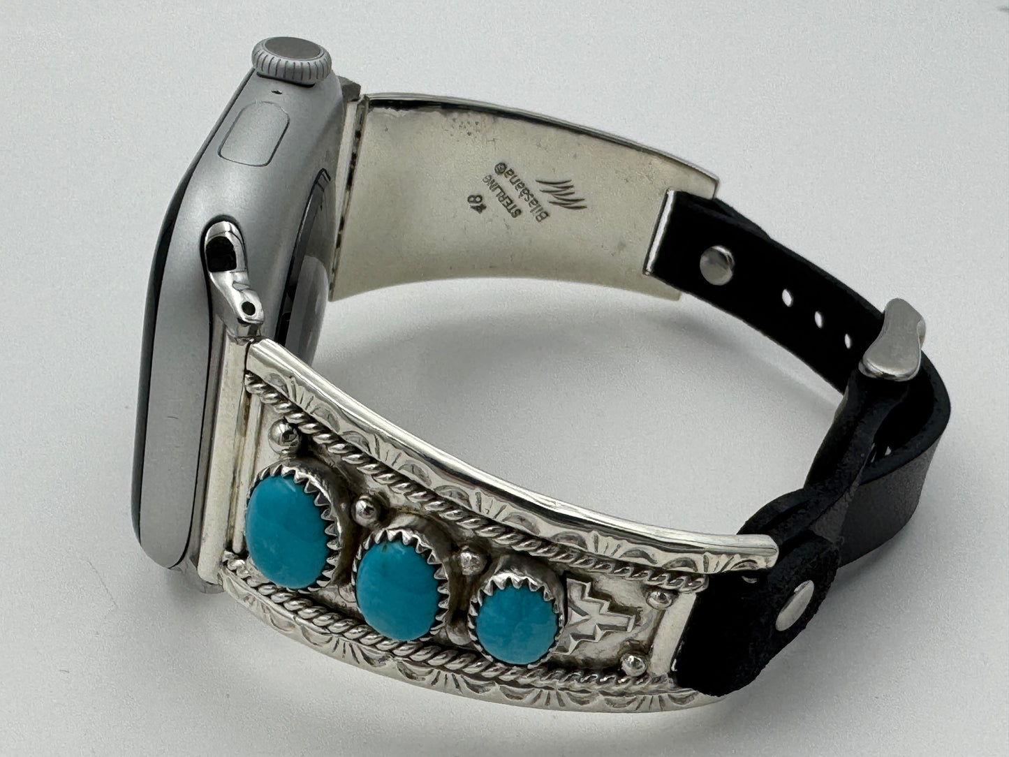 Nelson Morgan 42/44/45mm Ladies Sterling Silver 3 Stone Sleeping Beauty #48