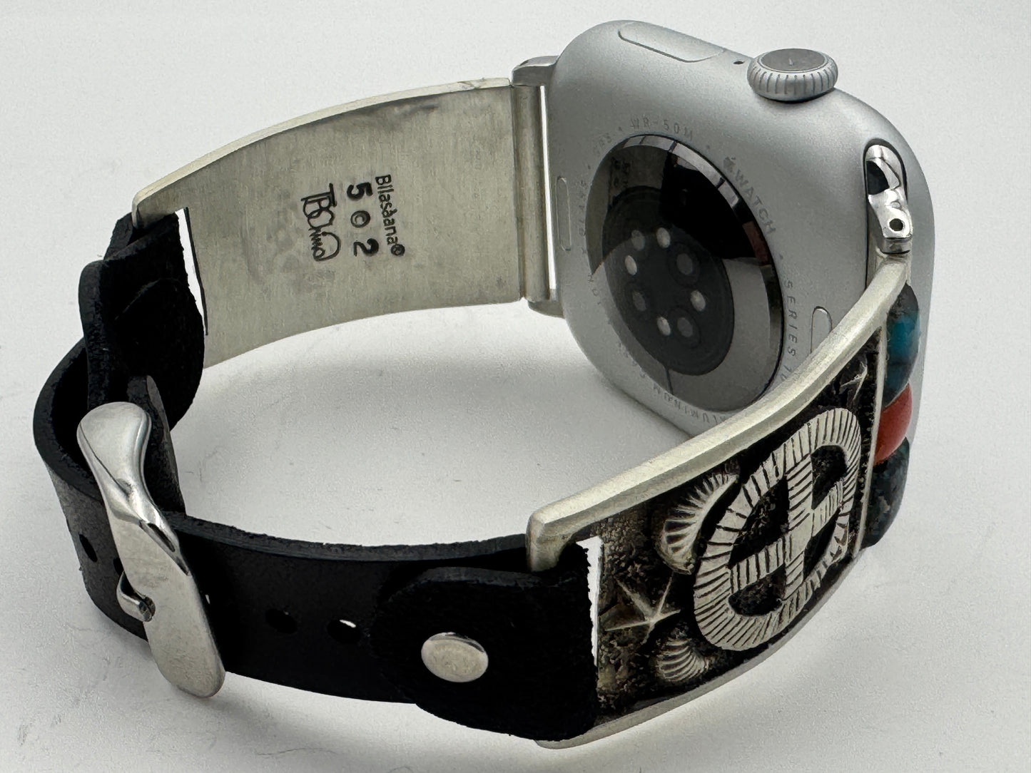 Tony Chino 42/44/45mm Unisex Sterling Silver Medicine Wheel Turquoise and Coral #52