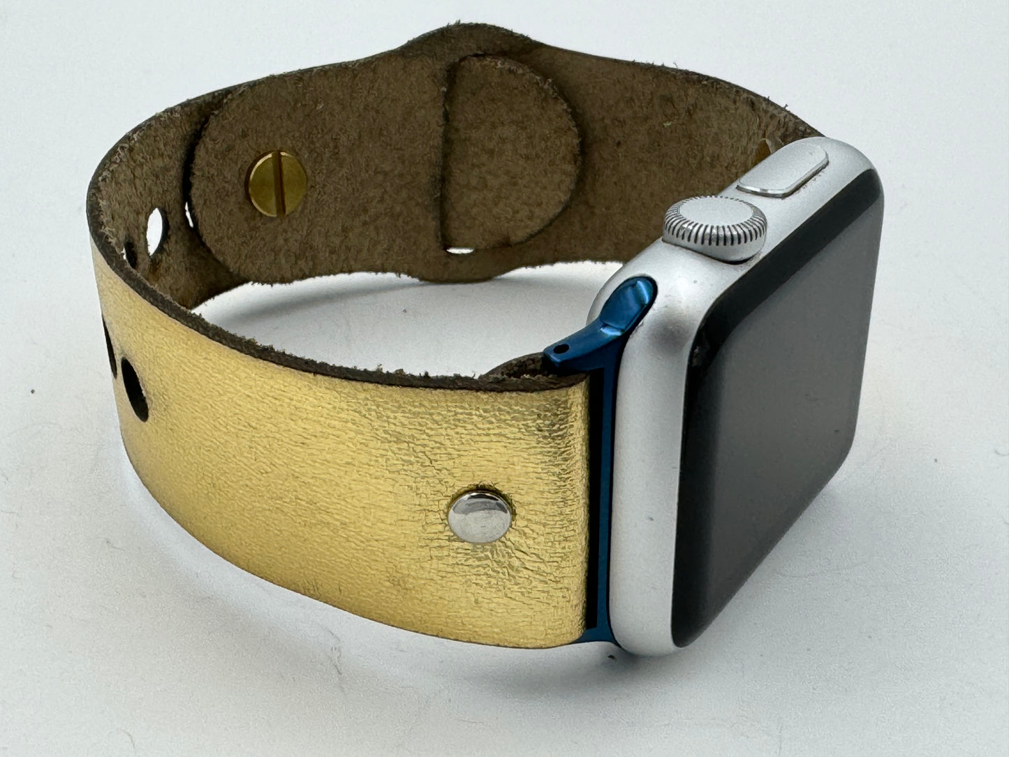 Gold Leather Apple Watch Band