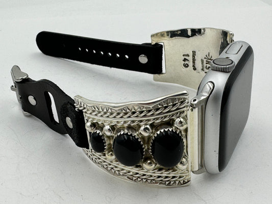 Ronnie Spencer 42/44/45mm Black Onyx and Sterling Silver Trapezoid #149