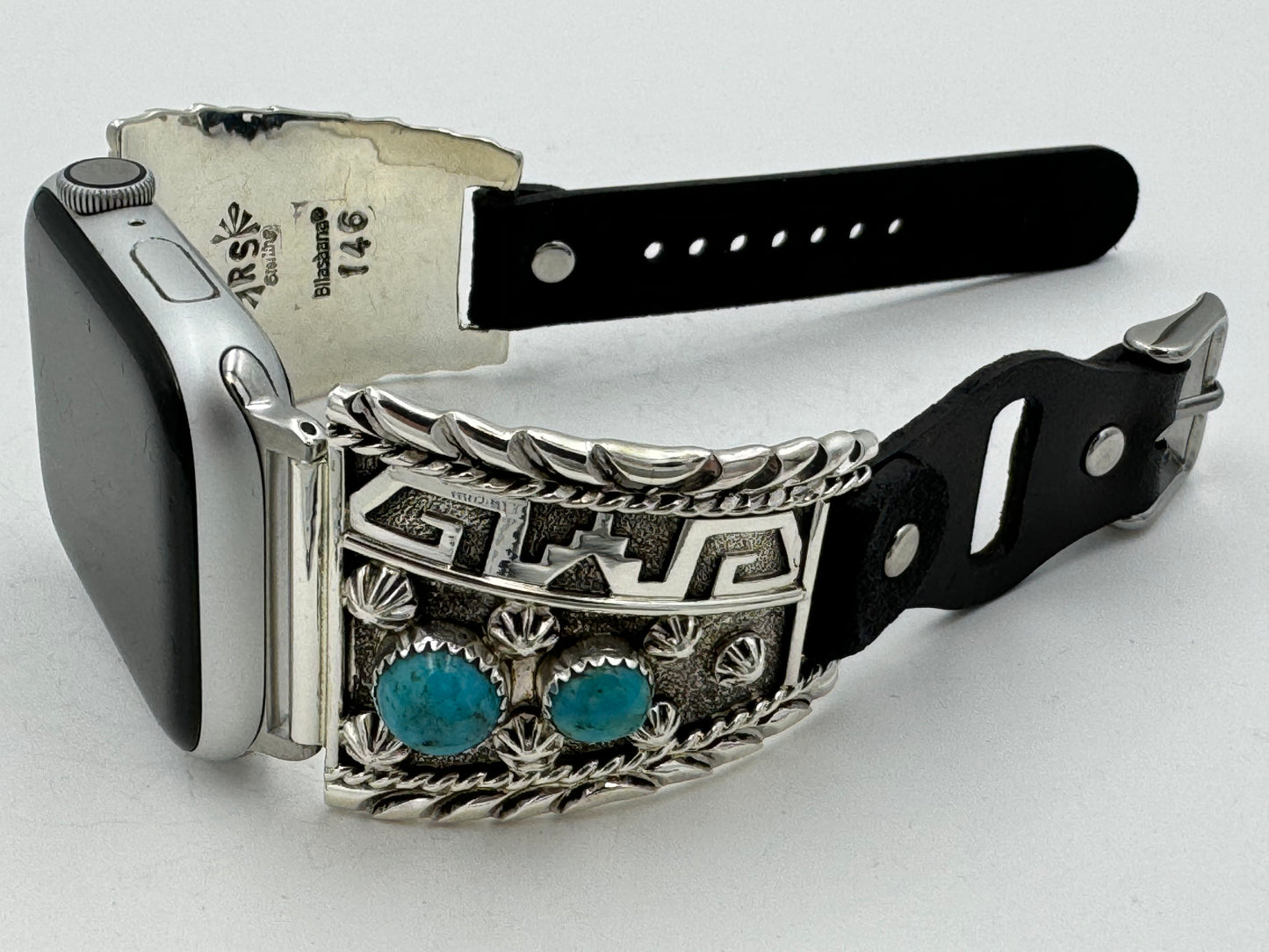 Ronnie Spencer 42/44/45mm Turquoise and Sterling Silver Trapezoid #146