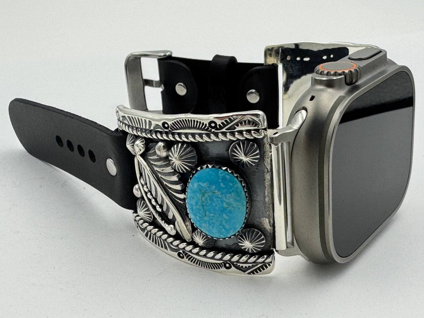 Jeanette Dale 42/44/45/49mm Trapezoid Sterling Silver Turquoise Twisted Wire Ultra #134