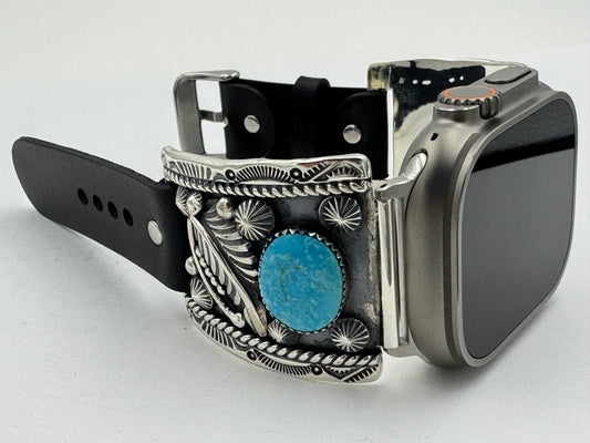 Jeanette Dale 42/44/45/49mm Trapezoid Sterling Silver Turquoise Twisted Wire Ultra #134