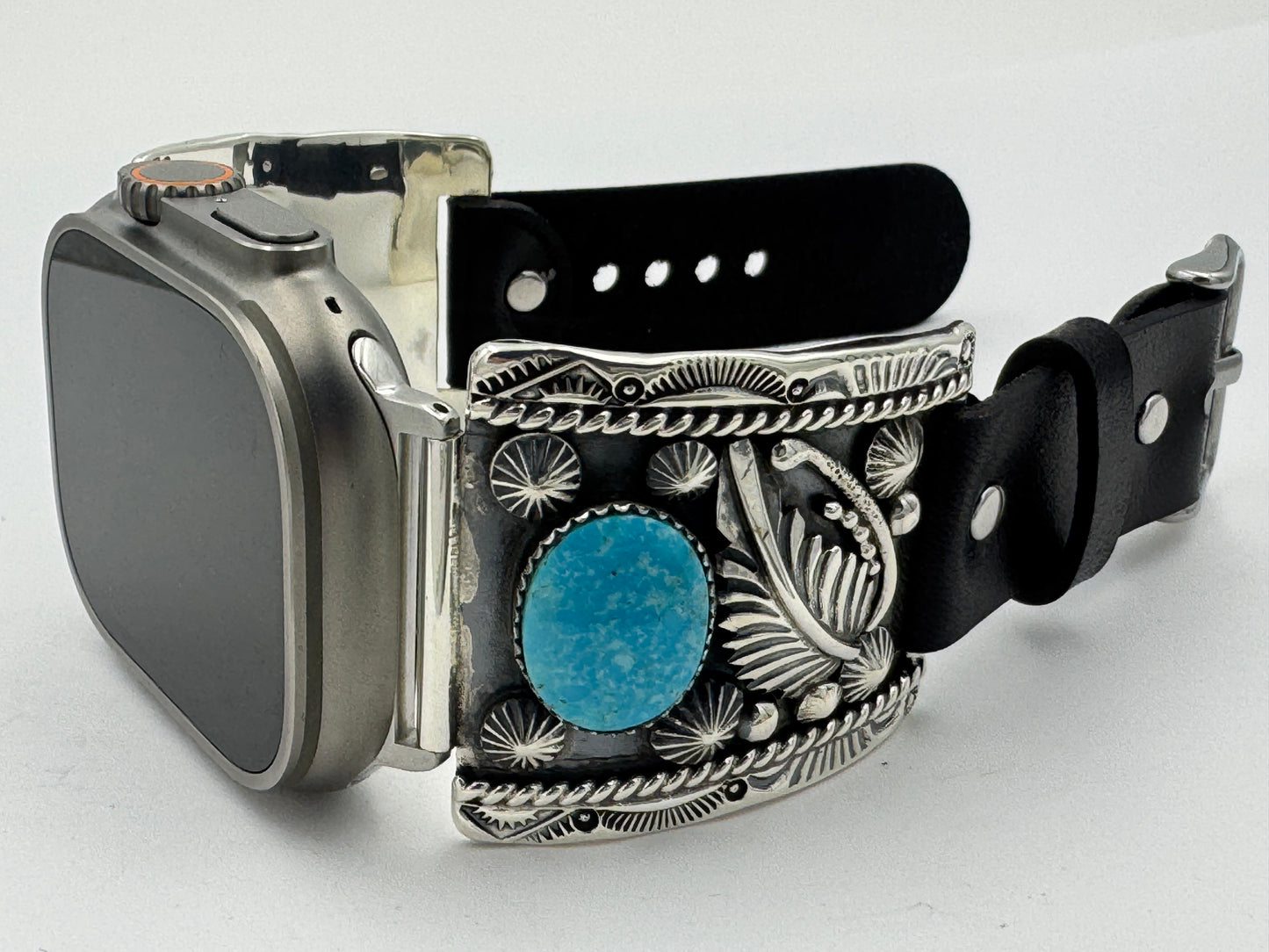 Jeanette Dale 42/44/45/49mm Trapezoid Sterling Silver Turquoise Twisted Wire Ultra #134