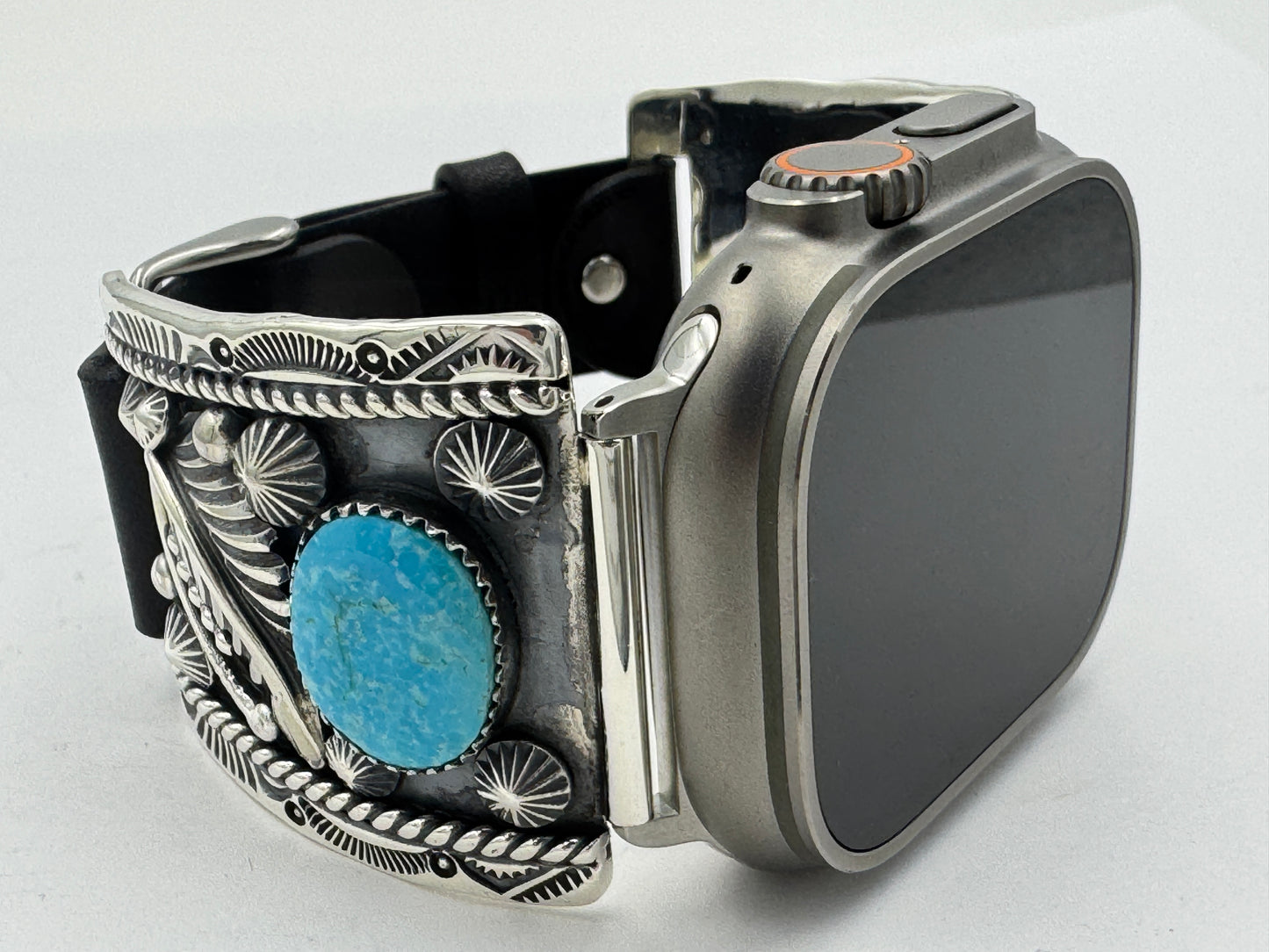 Jeanette Dale 42/44/45/49mm Trapezoid Sterling Silver Turquoise Twisted Wire Ultra #134