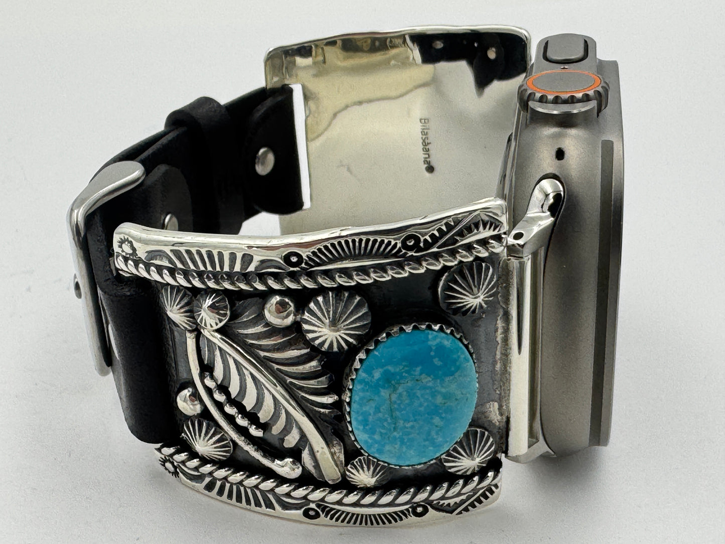 Jeanette Dale 42/44/45/49mm Trapezoid Sterling Silver Turquoise Twisted Wire Ultra #134