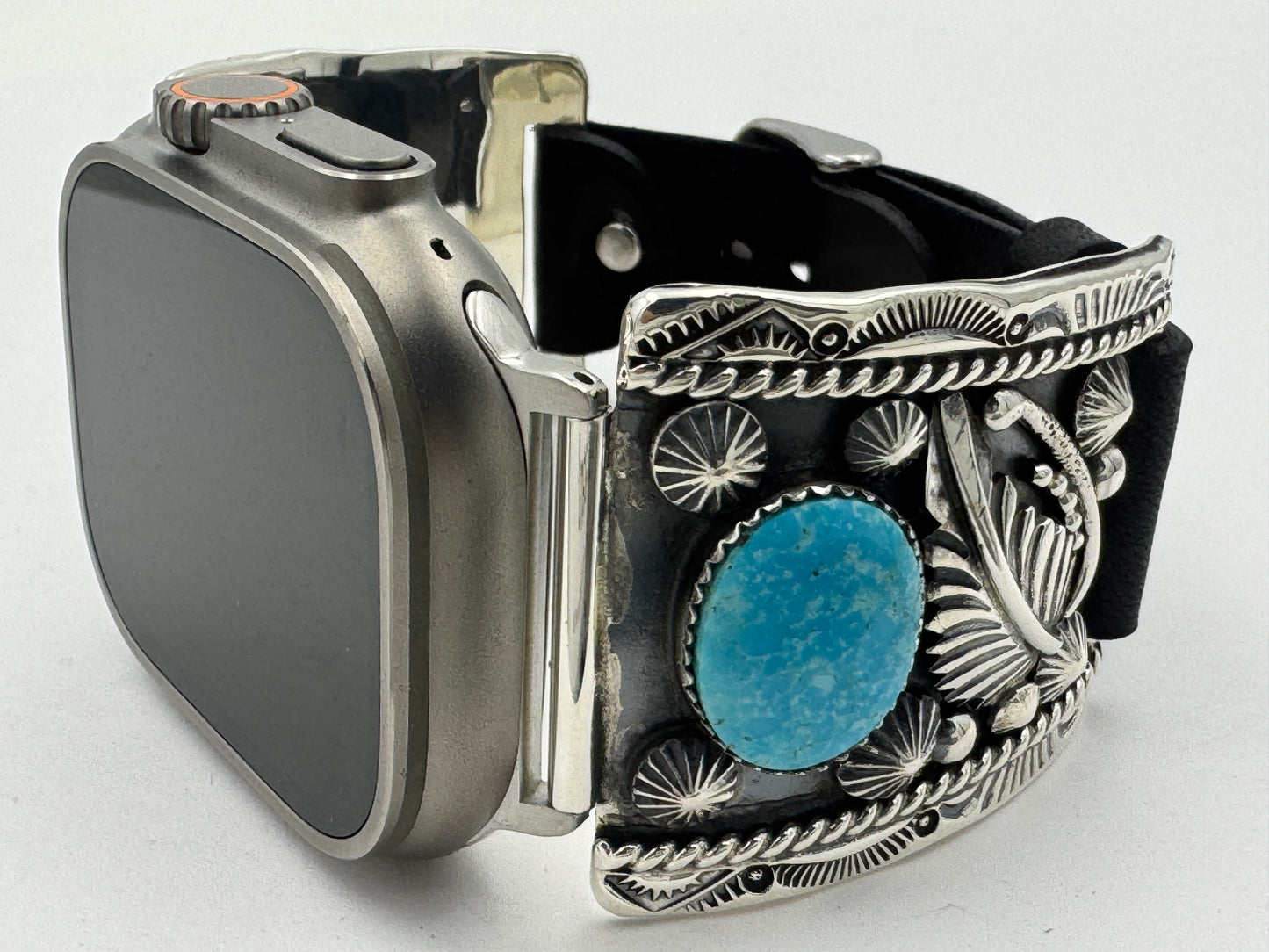 Jeanette Dale 42/44/45/49mm Trapezoid Sterling Silver Turquoise Twisted Wire Ultra #134