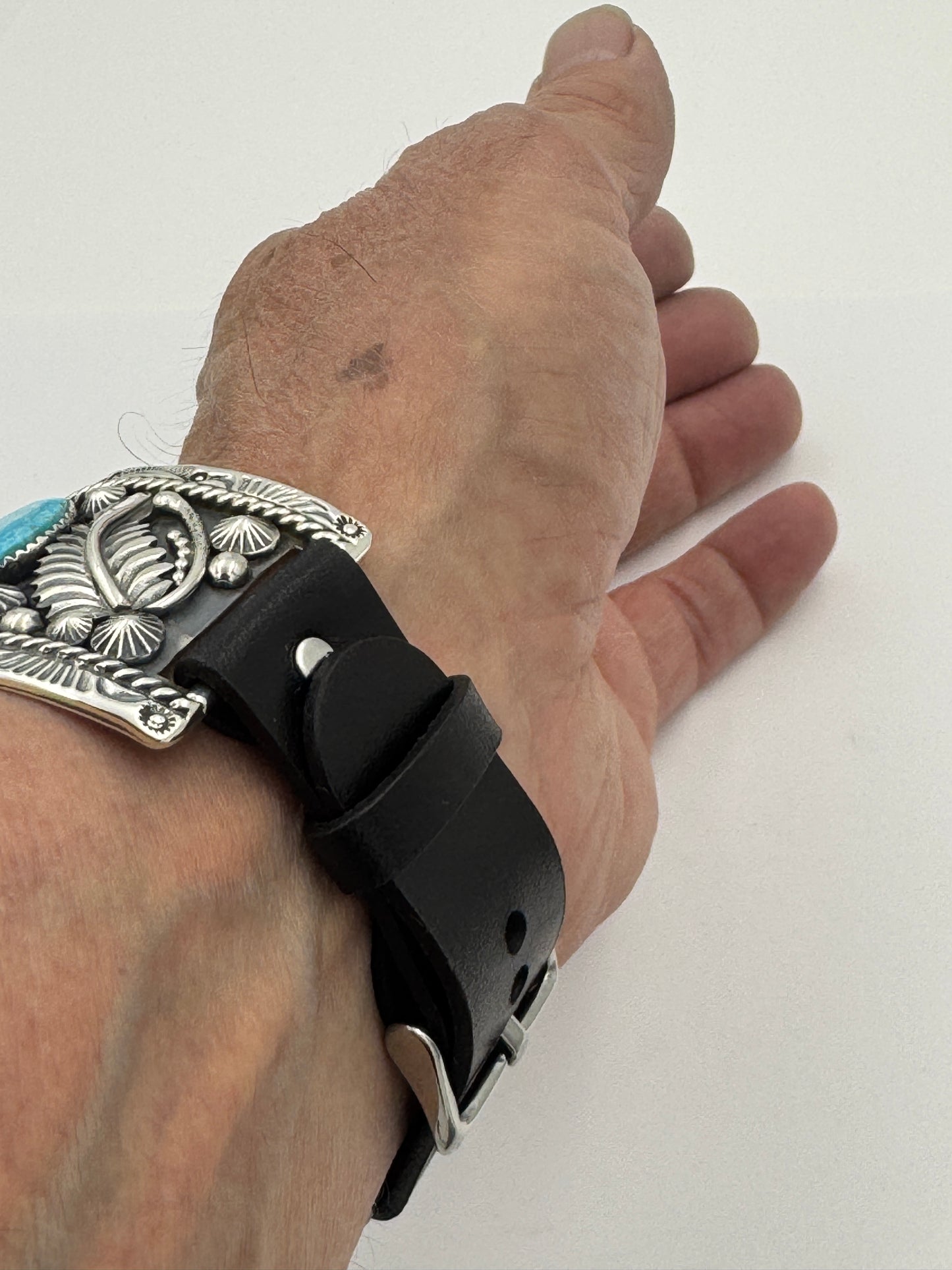 Jeanette Dale 42/44/45/49mm Trapezoid Sterling Silver Turquoise Twisted Wire Ultra #134