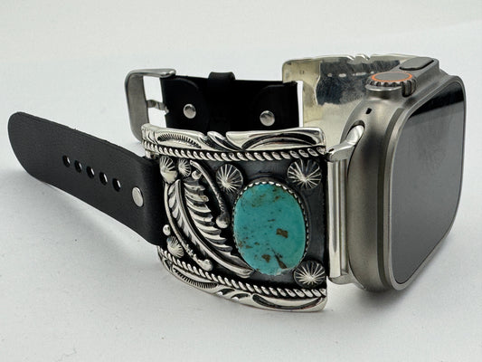 Jeanette Dale 42/44/45/49mm Trapezoid Sterling Silver Turquoise Twisted Wire Ultra #135