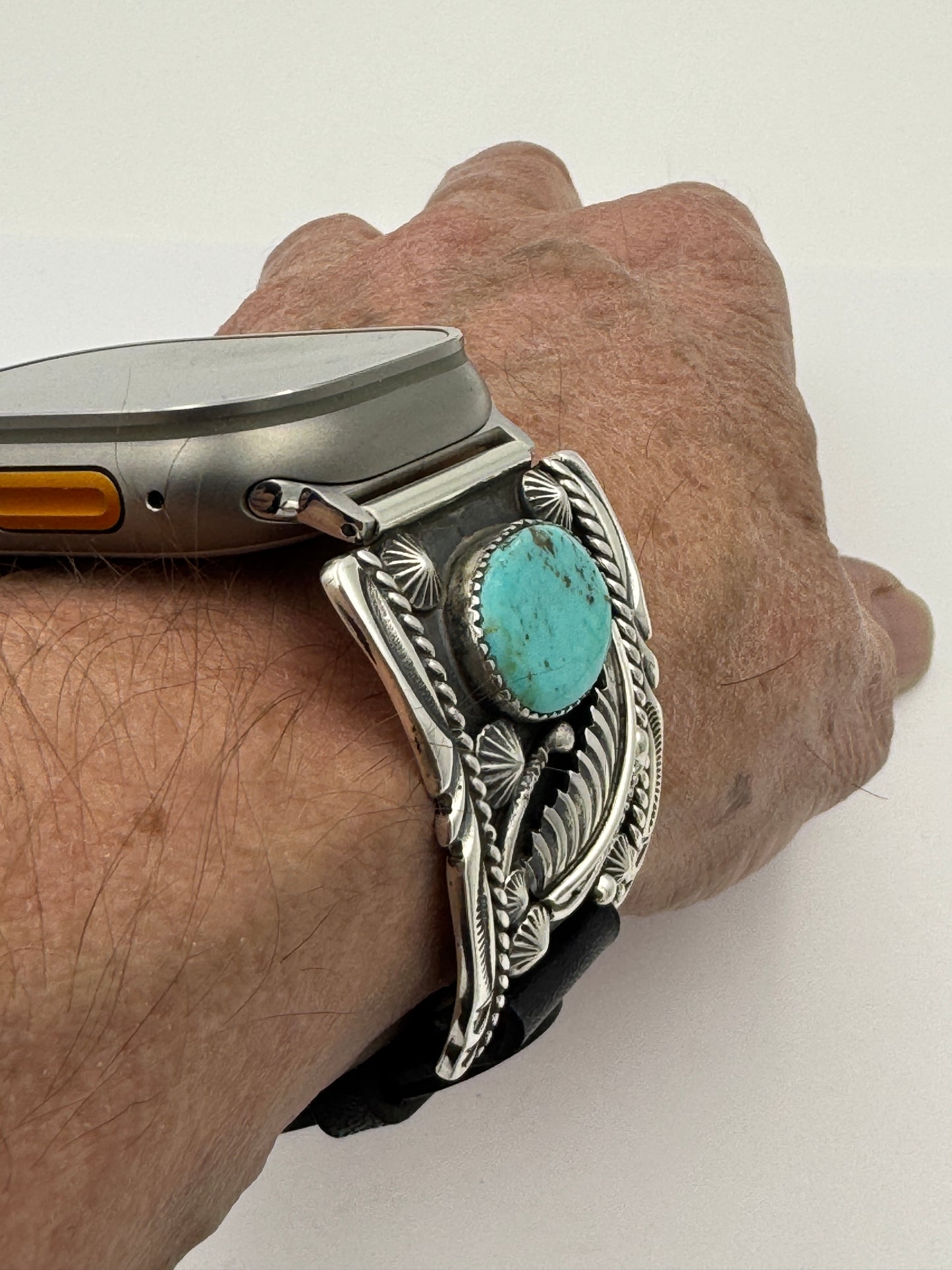 Jeanette Dale 42/44/45/49mm Trapezoid Sterling Silver Turquoise Twisted Wire Ultra #135