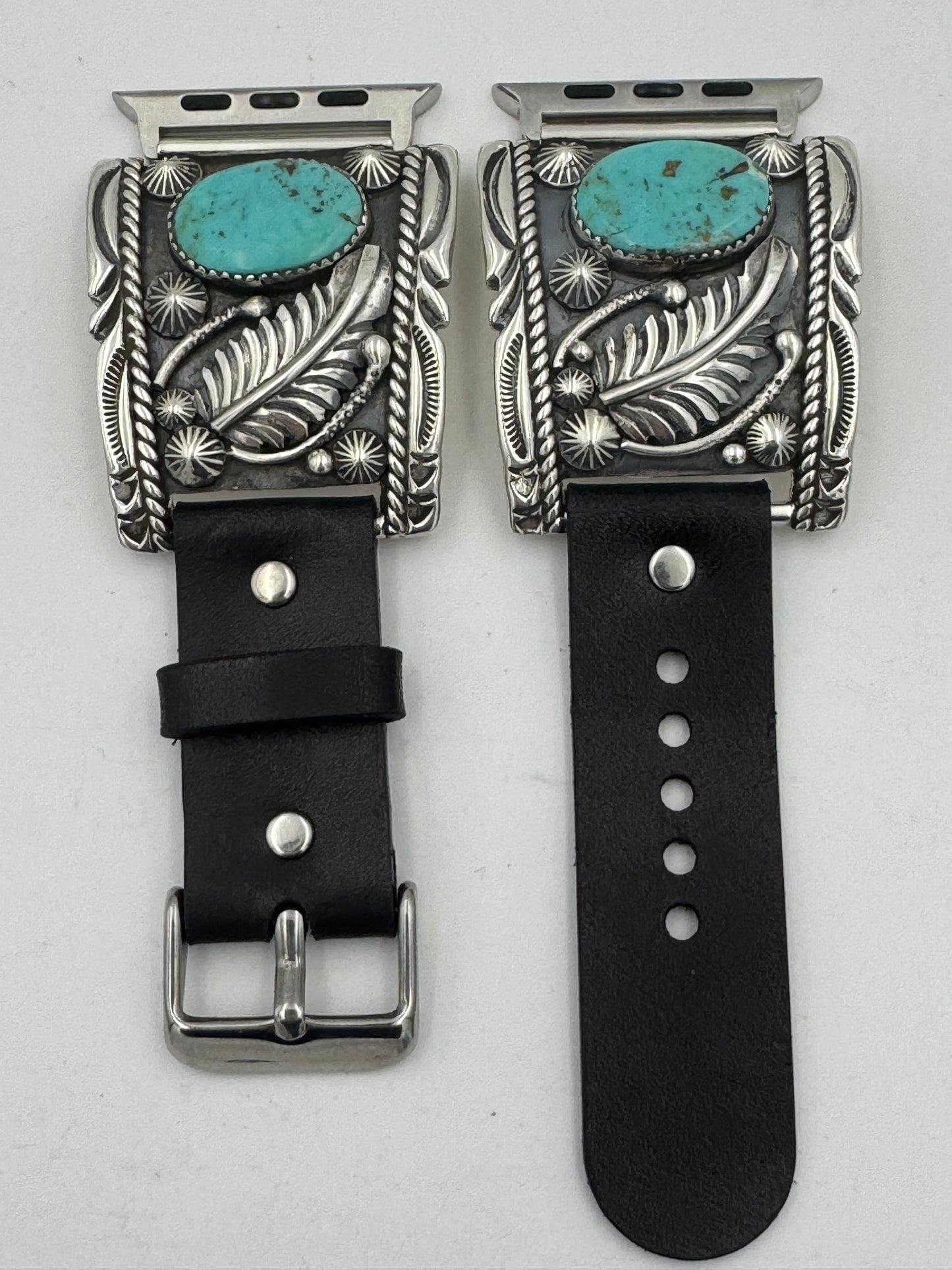 Jeanette Dale 42/44/45/49mm Trapezoid Sterling Silver Turquoise Twisted Wire Ultra #135
