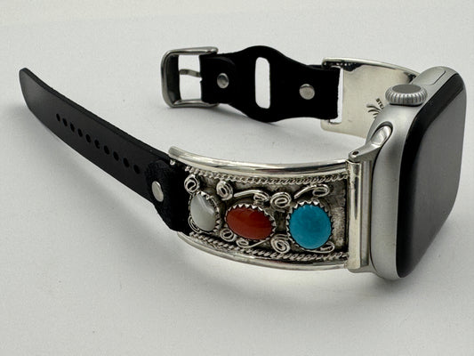 Nelson Morgan 38/40/41mm Unisex Sterling Silver Turquoise Coral MOP #49