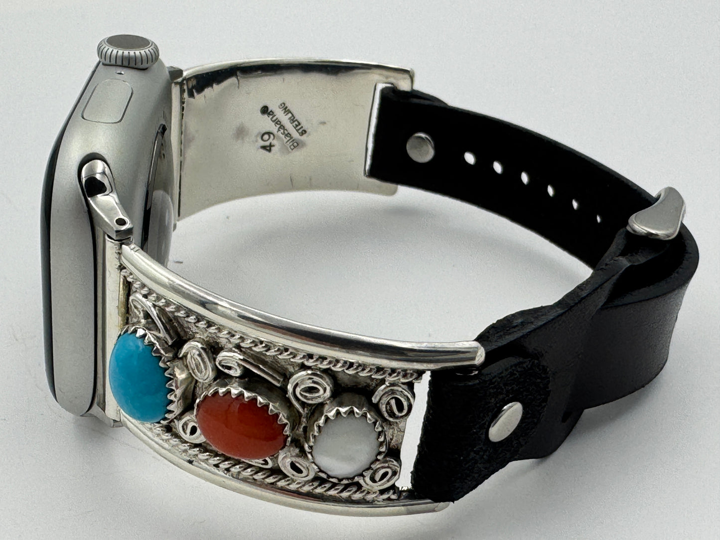 Nelson Morgan 38/40/41mm Unisex Sterling Silver Turquoise Coral MOP #49