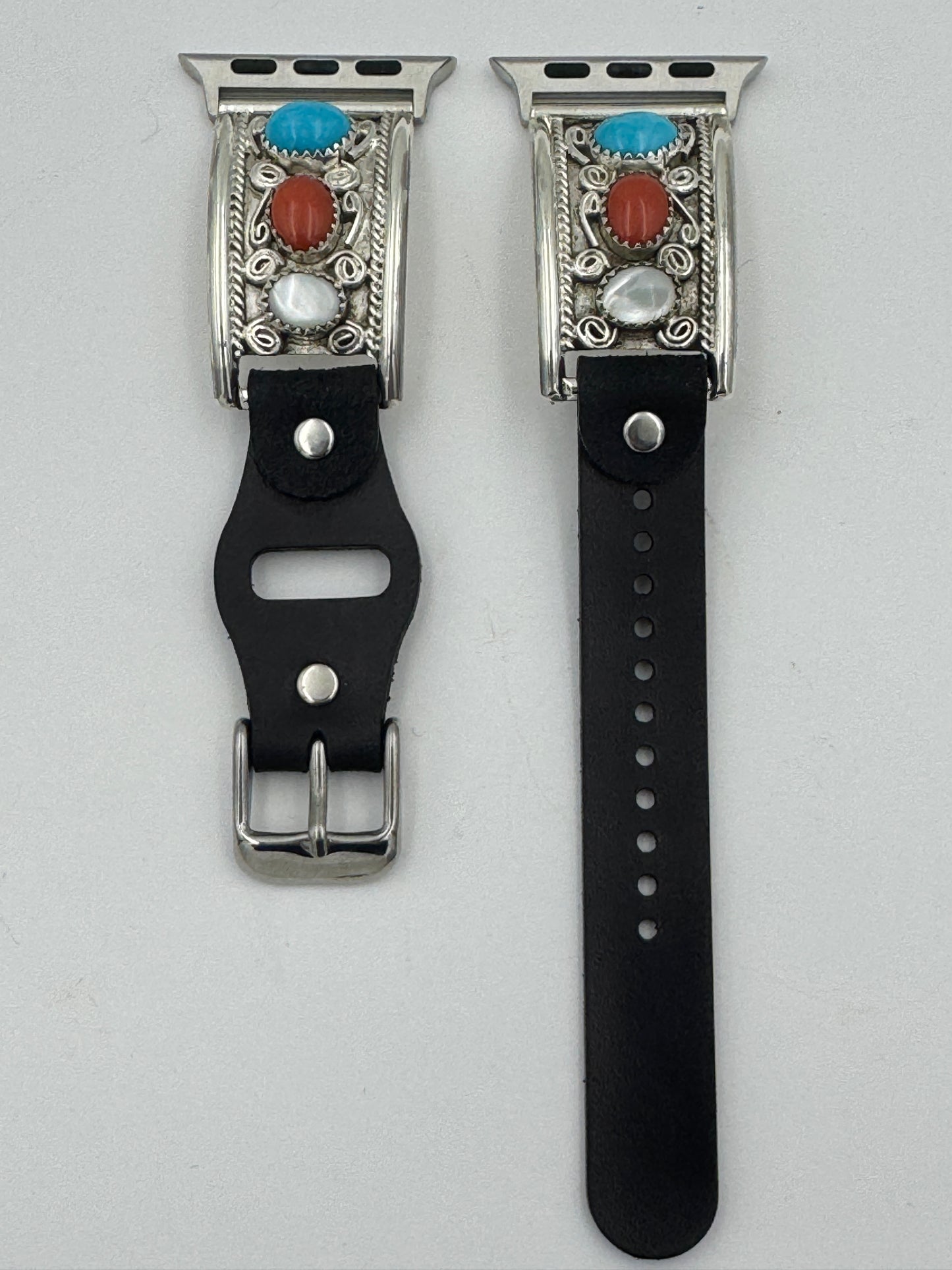 Nelson Morgan 38/40/41mm Unisex Sterling Silver Turquoise Coral MOP #49