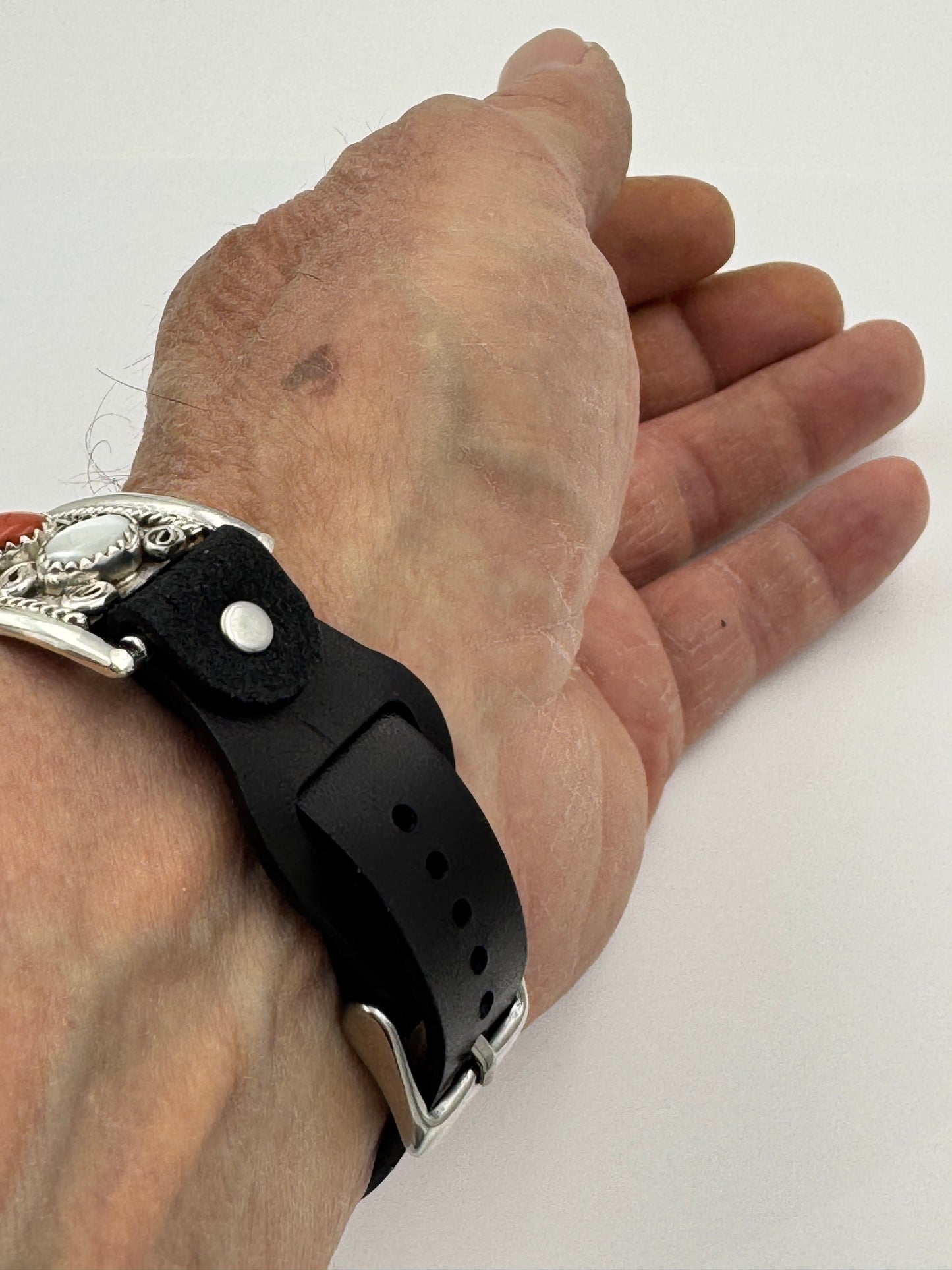 Nelson Morgan 38/40/41mm Unisex Sterling Silver Turquoise Coral MOP #49