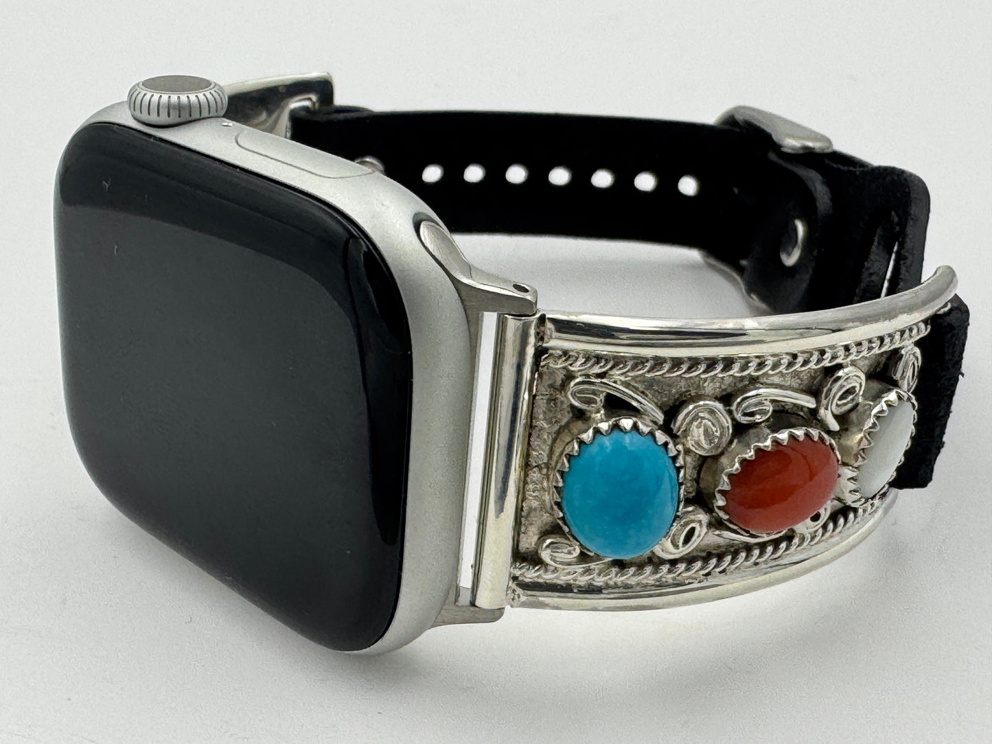 Nelson Morgan 38/40/41mm Unisex Sterling Silver Turquoise Coral MOP #49