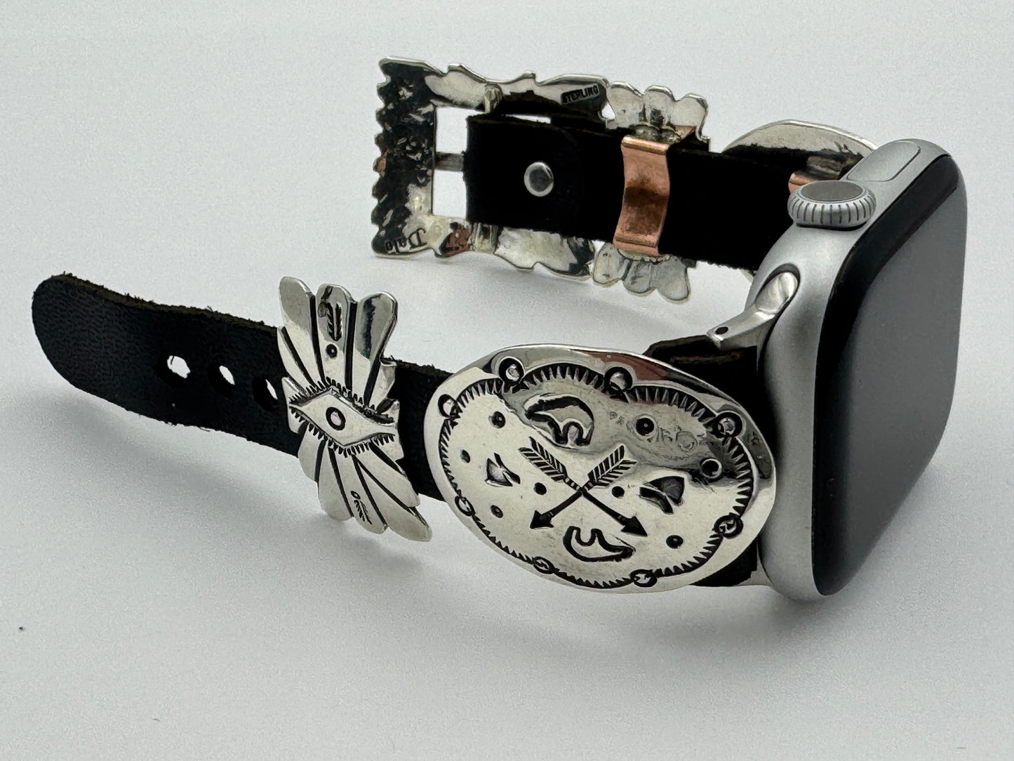 Jeanette Dale 38/40/41mm Sterling Silver Concho Apple Watch Band #48