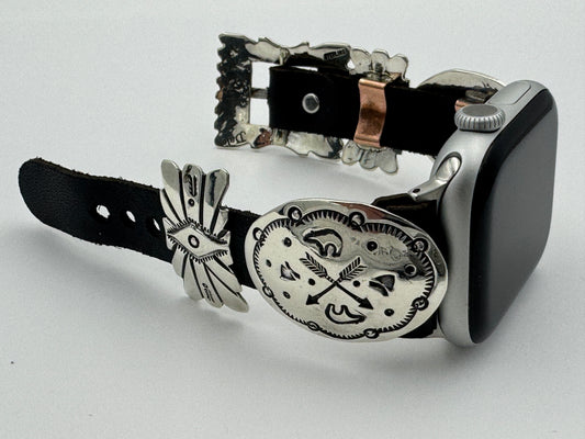 Jeanette Dale 38/40/41mm Sterling Silver Concho Apple Watch Band #48