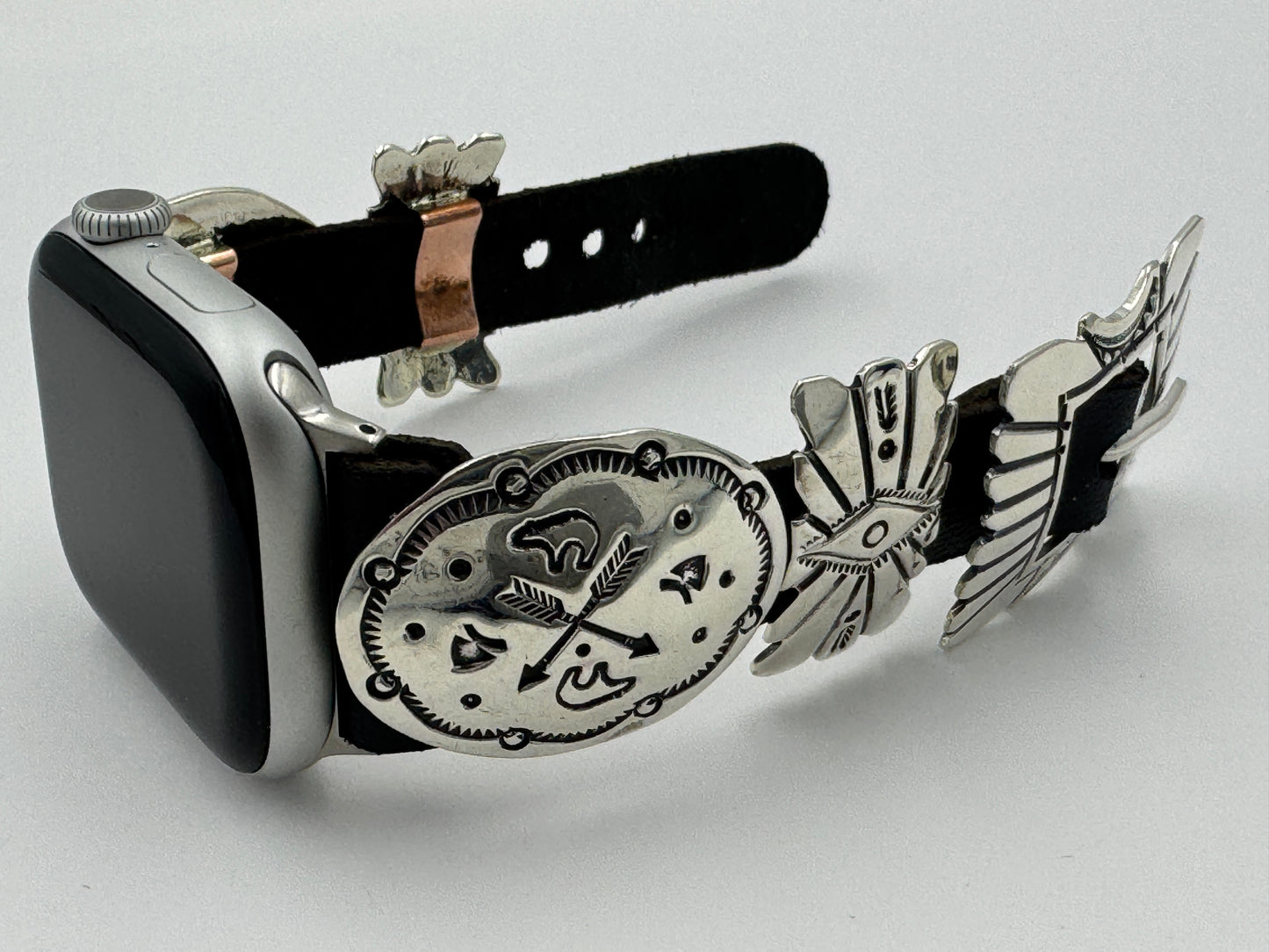 Jeanette Dale 38/40/41mm Sterling Silver Concho Apple Watch Band #48