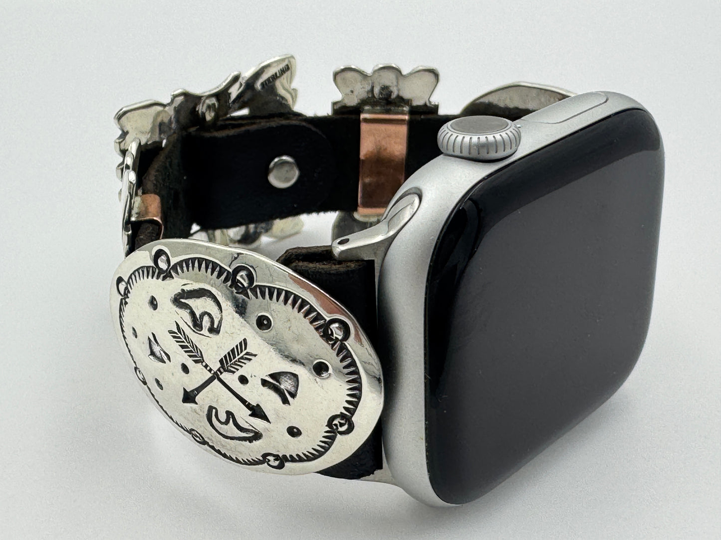 Jeanette Dale 38/40/41mm Sterling Silver Concho Apple Watch Band #48