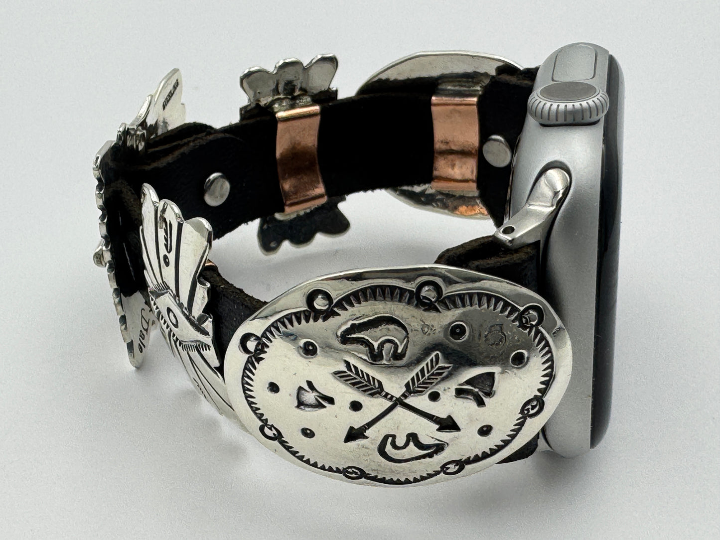 Jeanette Dale 38/40/41mm Sterling Silver Concho Apple Watch Band #48