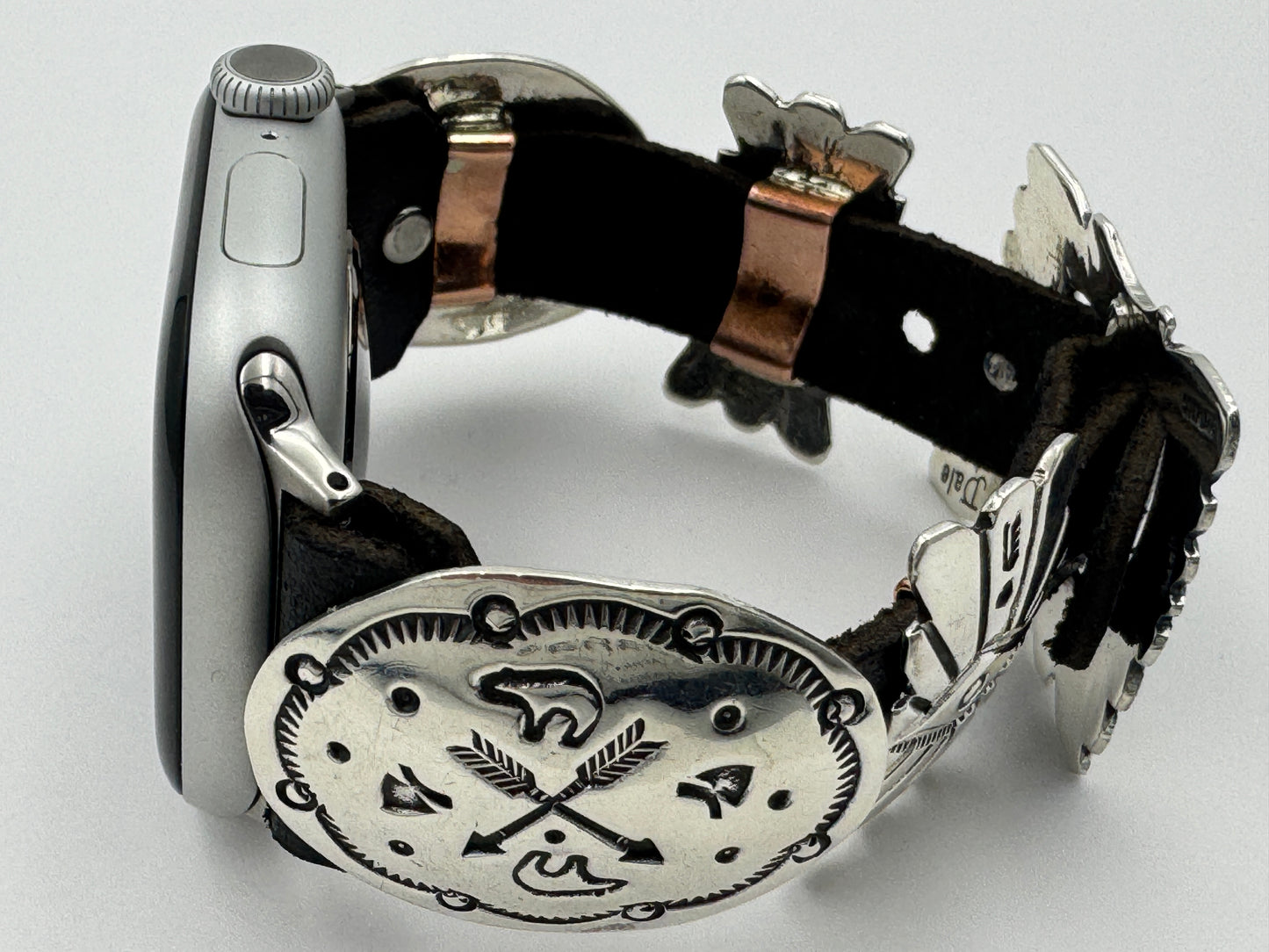 Jeanette Dale 38/40/41mm Sterling Silver Concho Apple Watch Band #48