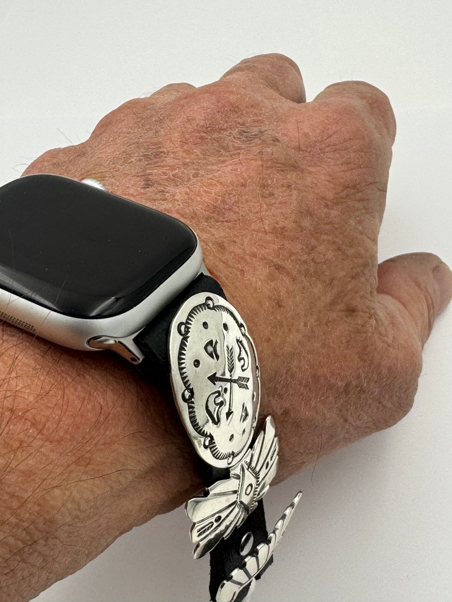 Jeanette Dale 38/40/41mm Sterling Silver Concho Apple Watch Band #48