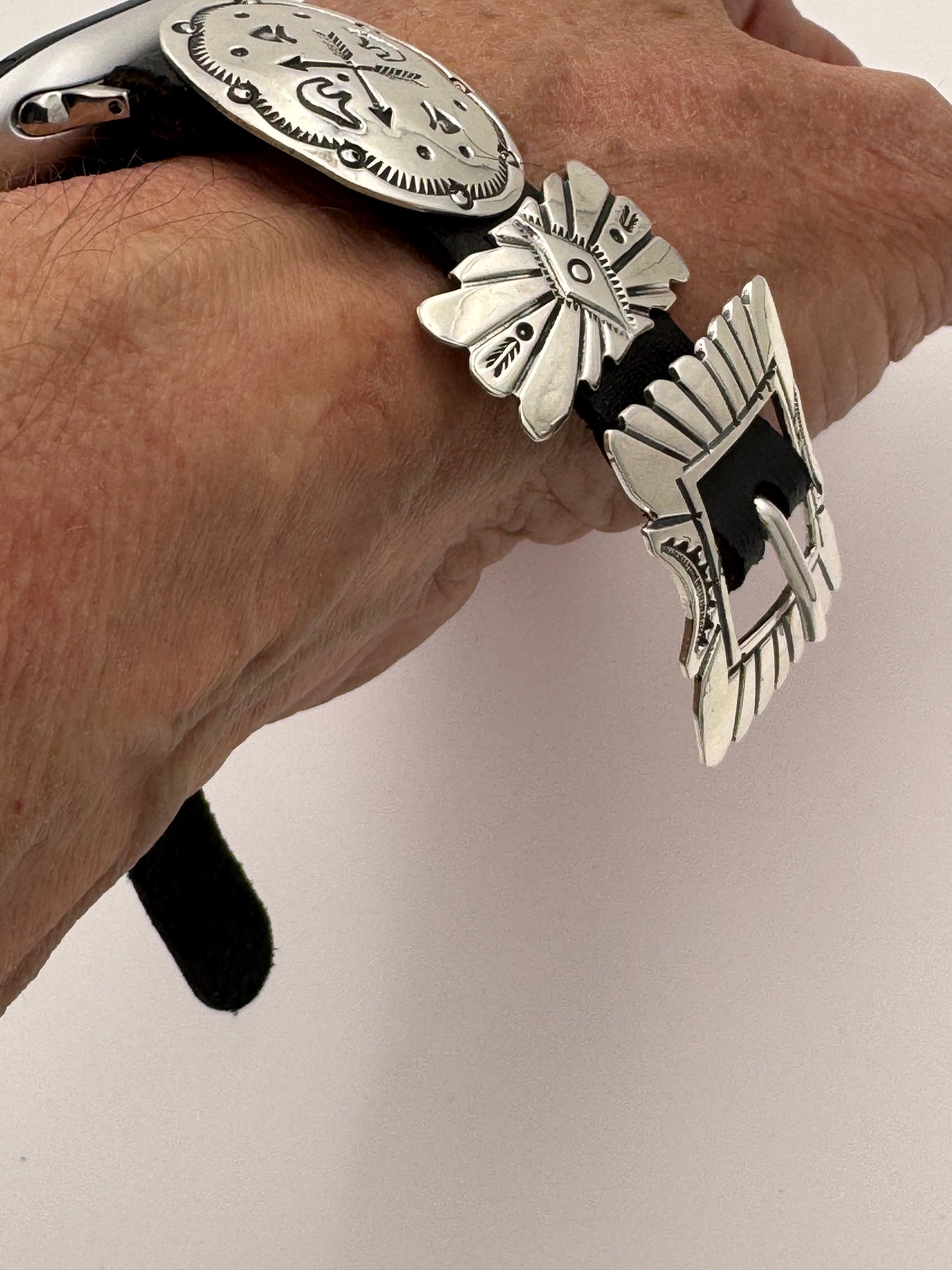 Jeanette Dale 38/40/41mm Sterling Silver Concho Apple Watch Band #48