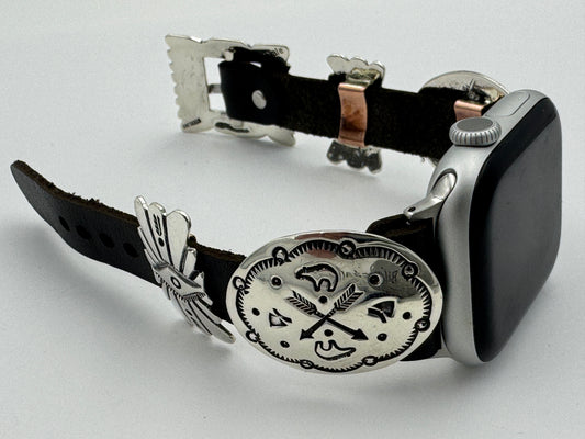 Jeanette Dale 38/40/41mm Sterling Silver Concho Apple Watch Band #49