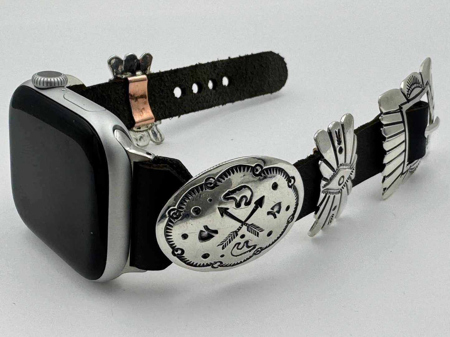 Jeanette Dale 38/40/41mm Sterling Silver Concho Apple Watch Band #49