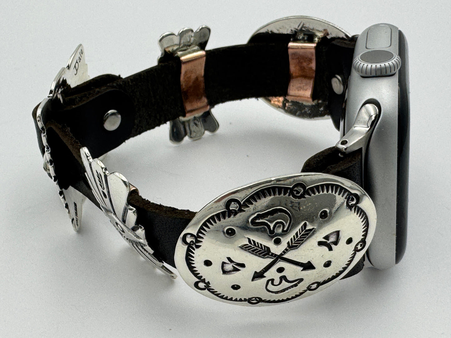 Jeanette Dale 38/40/41mm Sterling Silver Concho Apple Watch Band #49