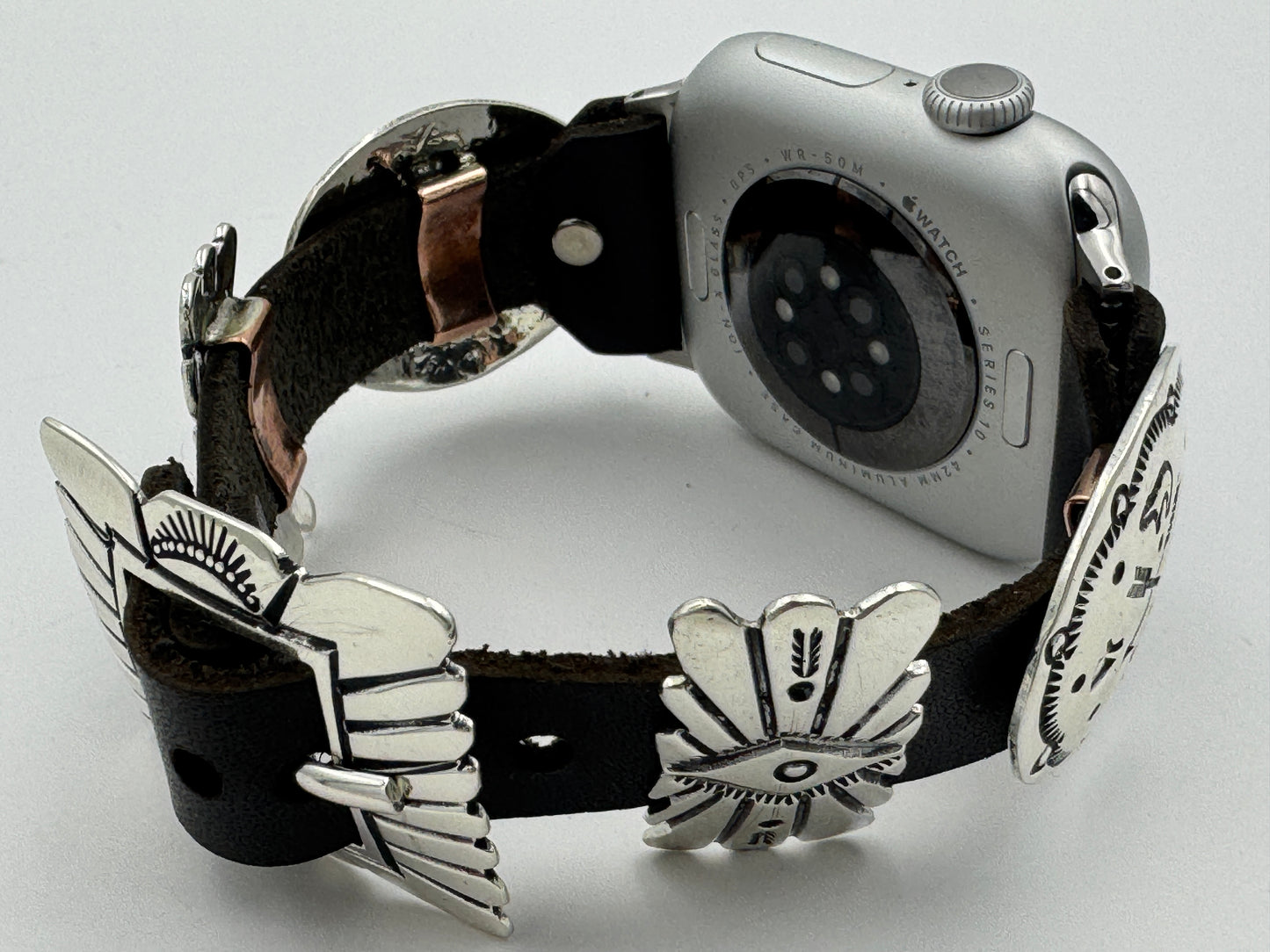 Jeanette Dale 38/40/41mm Sterling Silver Concho Apple Watch Band #49