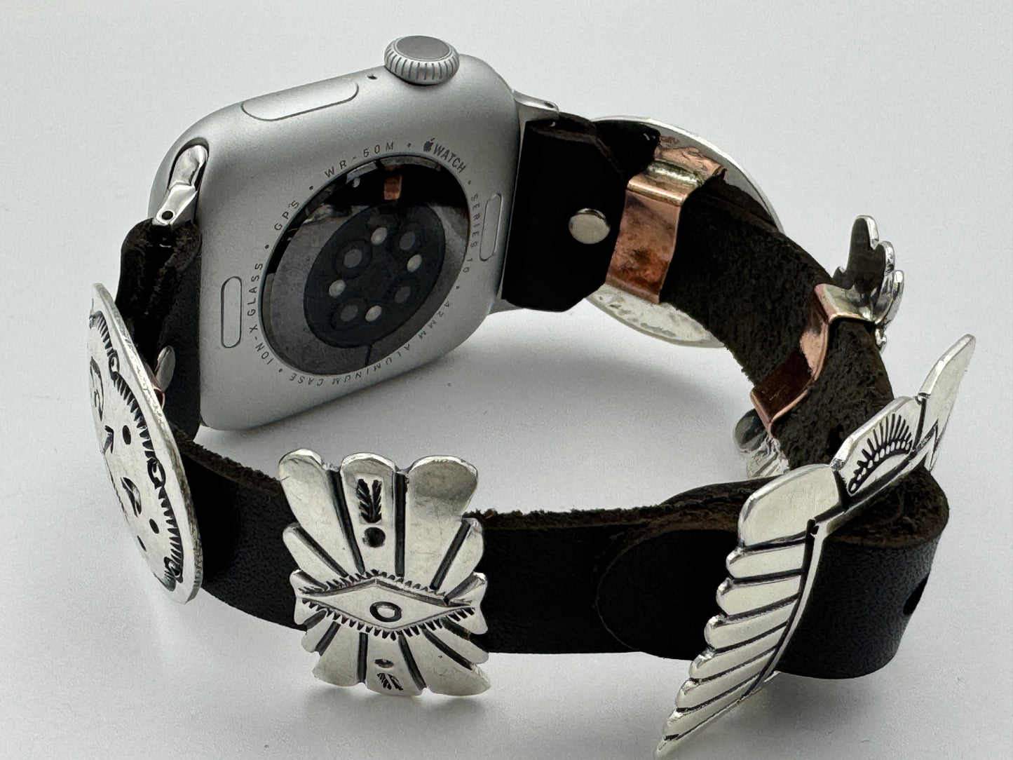 Jeanette Dale 38/40/41mm Sterling Silver Concho Apple Watch Band #49