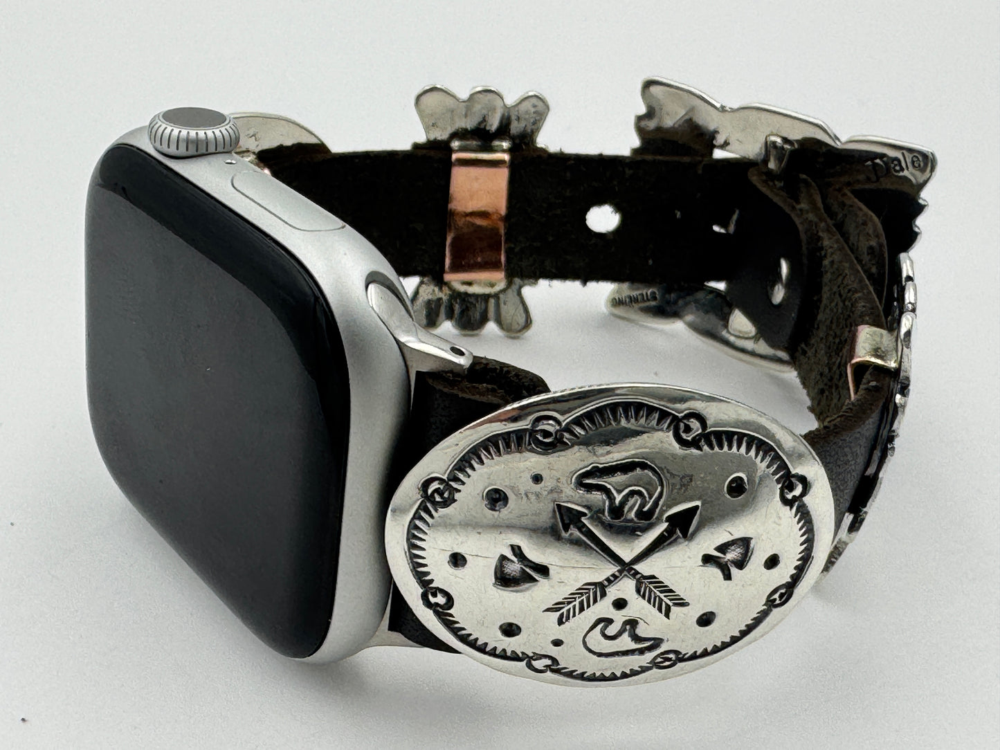 Jeanette Dale 38/40/41mm Sterling Silver Concho Apple Watch Band #49