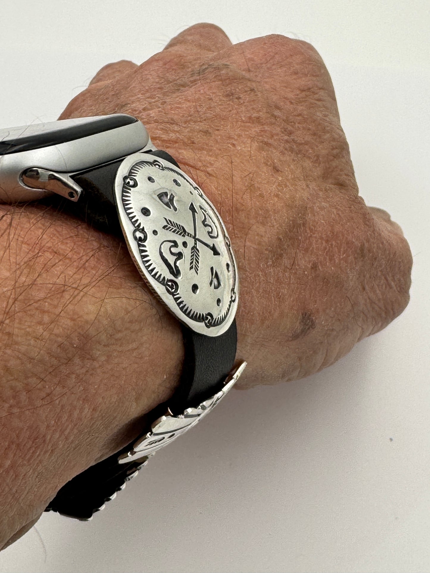 Jeanette Dale 38/40/41mm Sterling Silver Concho Apple Watch Band #49