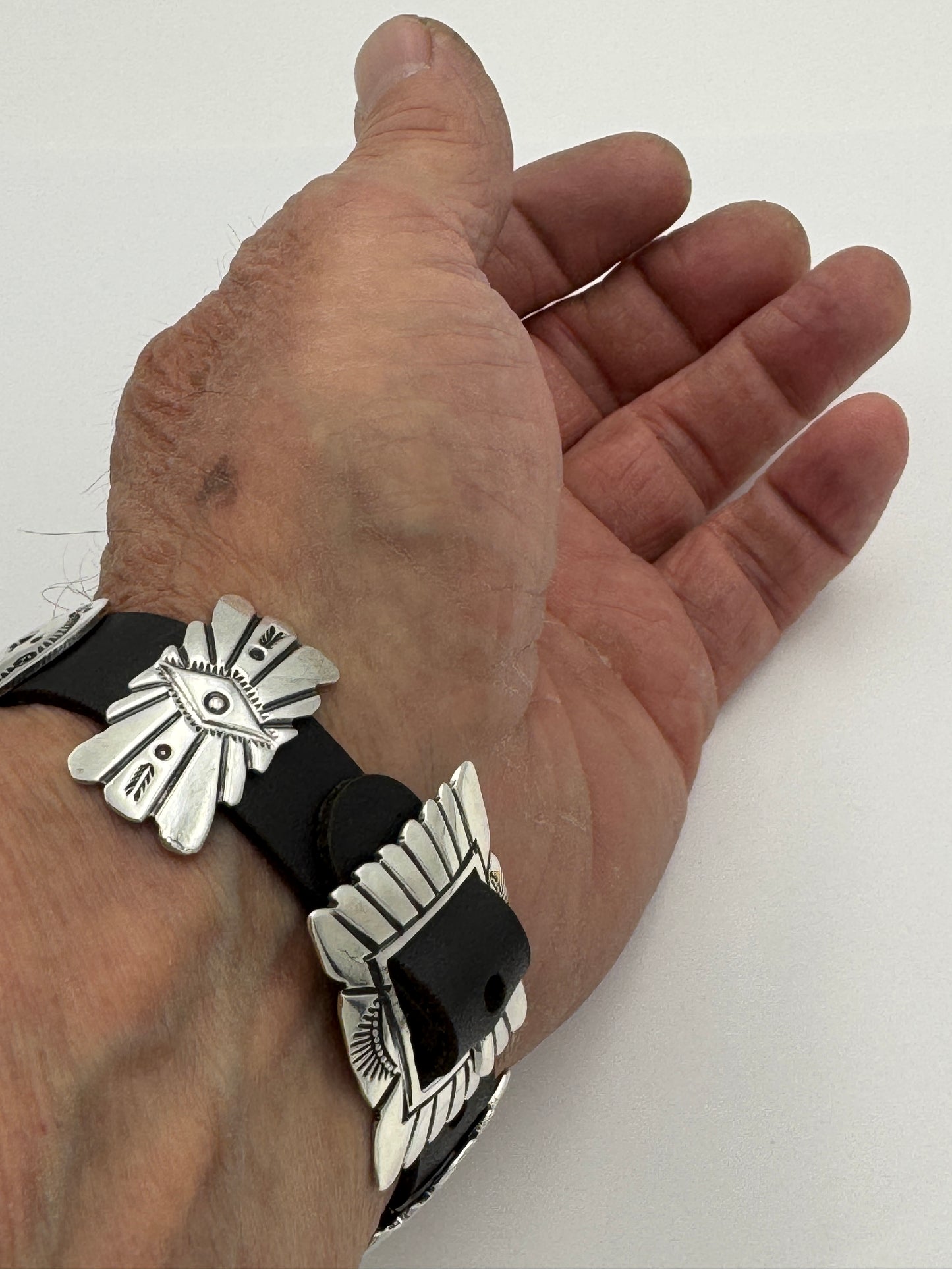 Jeanette Dale 38/40/41mm Sterling Silver Concho Apple Watch Band #49