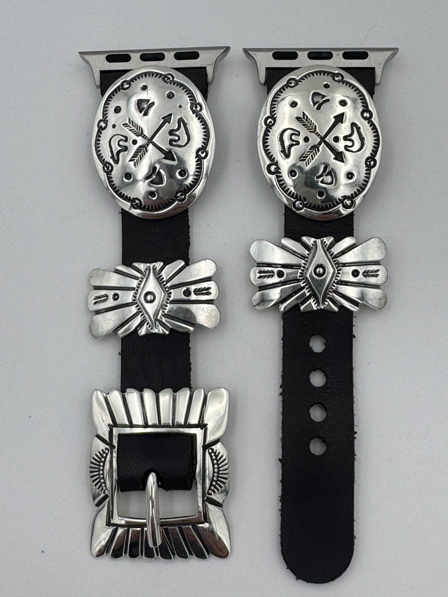 Jeanette Dale 38/40/41mm Sterling Silver Concho Apple Watch Band #49