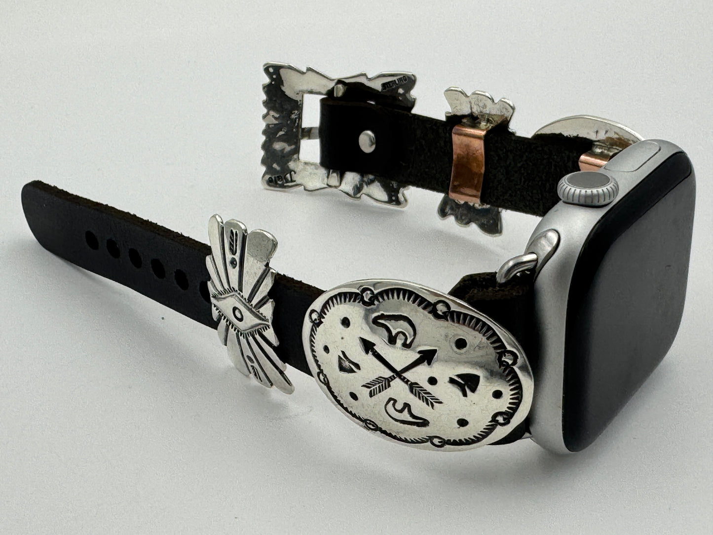Jeanette Dale 38/40/41mm Sterling Silver Concho Apple Watch Band #50
